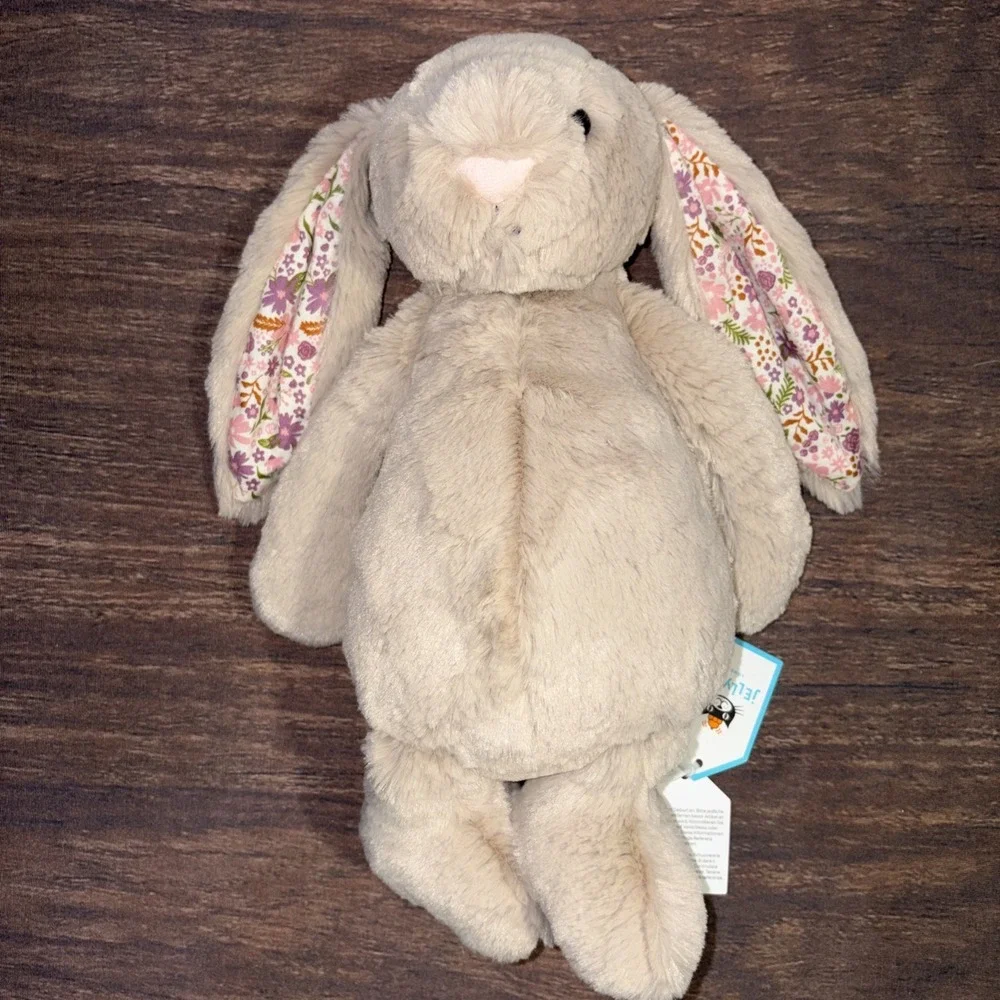 Jellycat Blossom Beige Bunny Petal Medium Plush NWT Floral